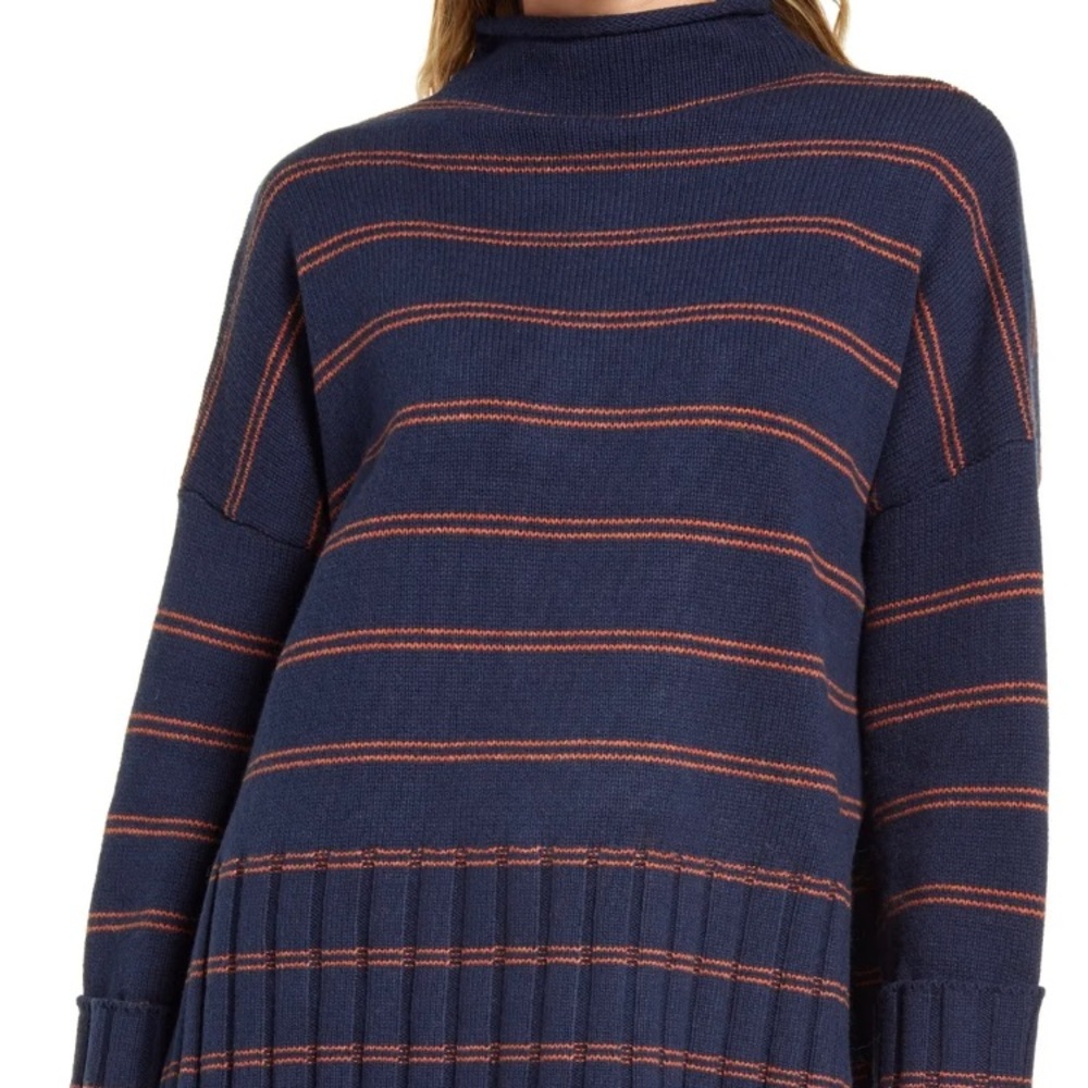 Madewell Glenmoor Stripe Mock Neck Sweater, Size X-Small - Blue.‎ 
4736